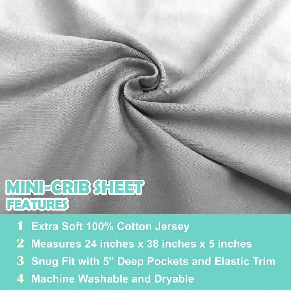100% Cotton Knitted Jersey Mini Crib Sheet